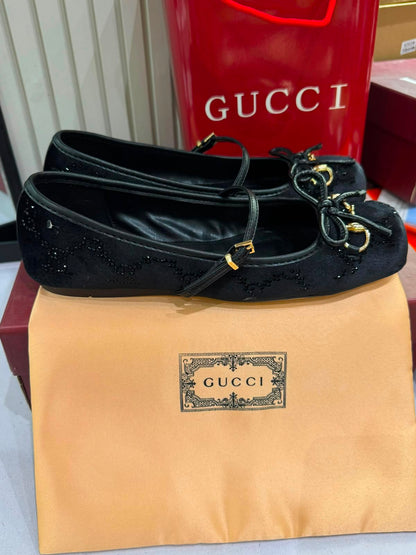 Gucci  Women Horsebit Velvet Ballet Pumps