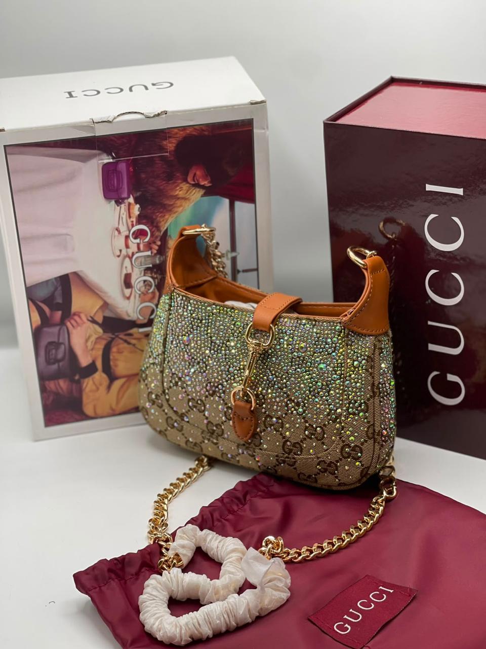 Gg Monogram Crystal Mini  Jackie Notte Bag