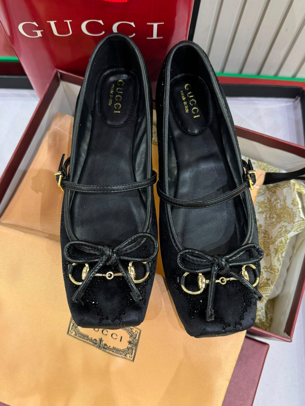 Gucci Women's Horsebit Velvet Ballet Pumps