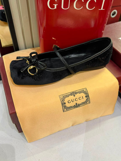 Gucci Women's Horsebit Velvet Ballet Pumps