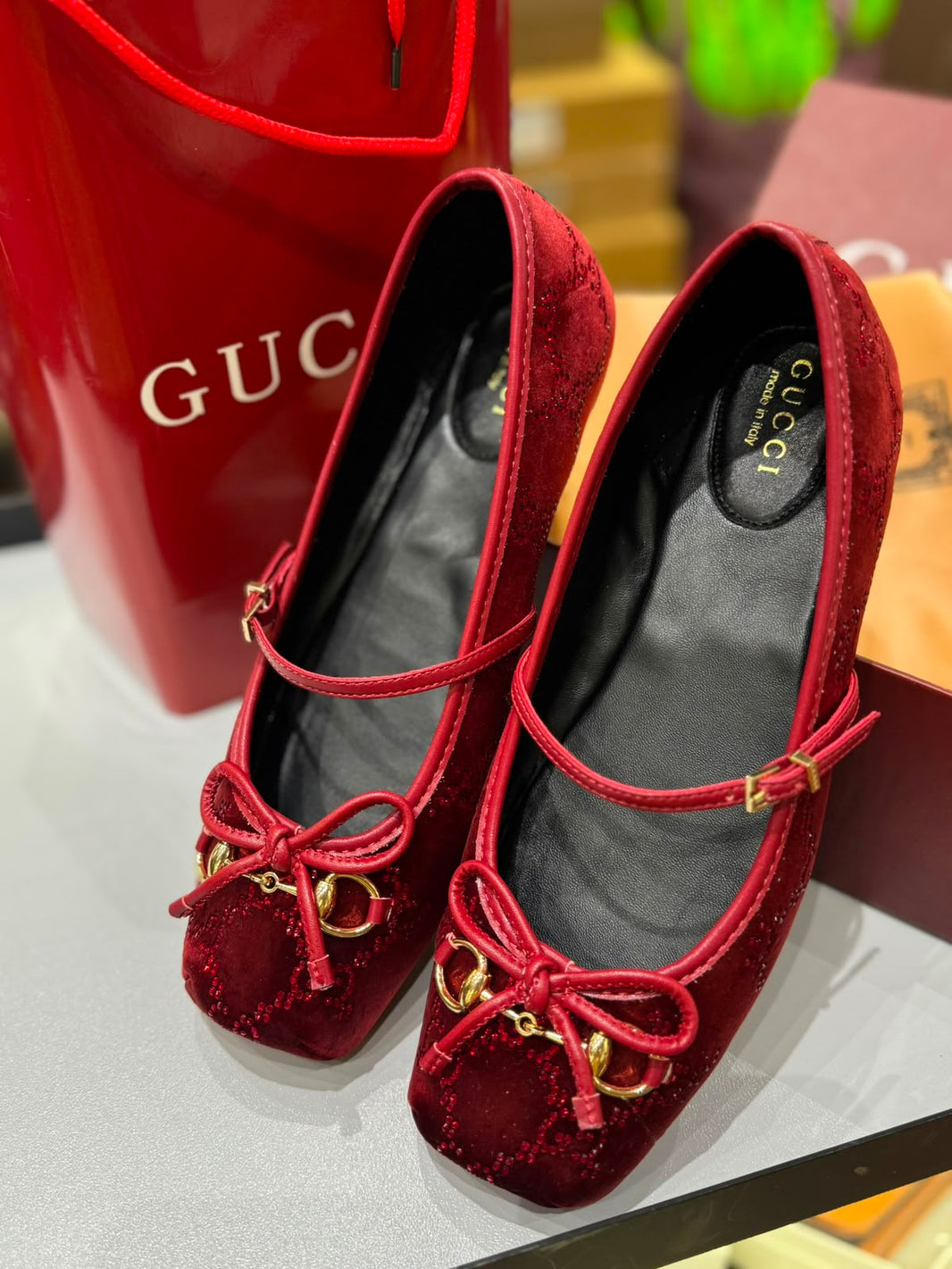Gucci Women's Horsebit Velvet Ballet Pumps