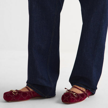 Gucci Women's Horsebit Velvet Ballet Pumps