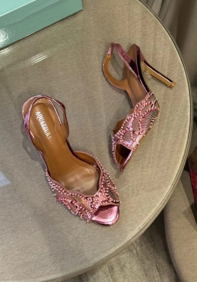 Aquazurra Zaura Sling Back Embellished Heels