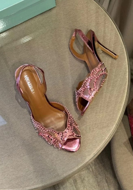Aquazurra Zaura Sling Back Embellished Heels