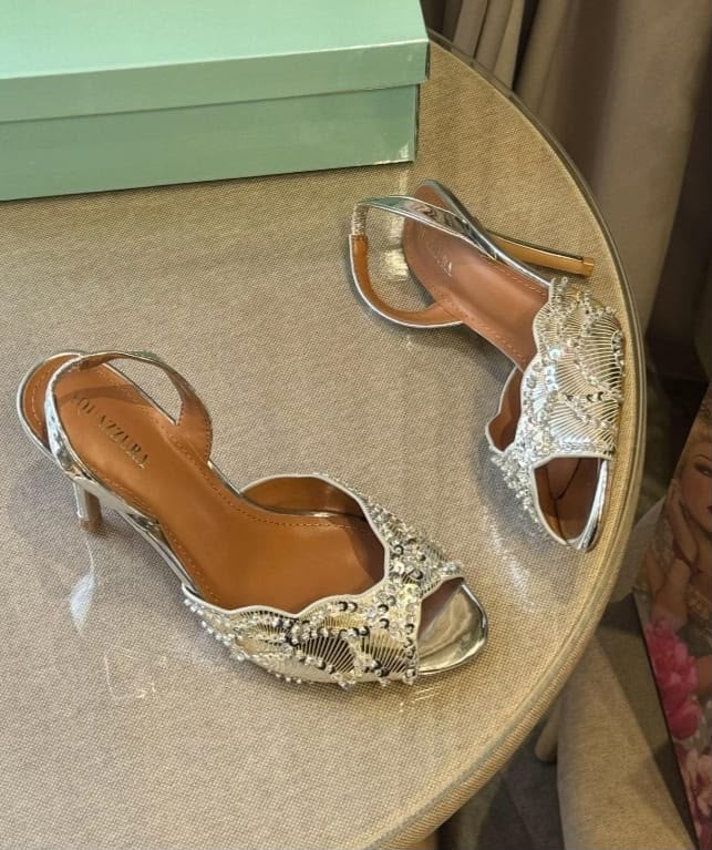 Aquazurra Zaura Sling Back Embellished Heels
