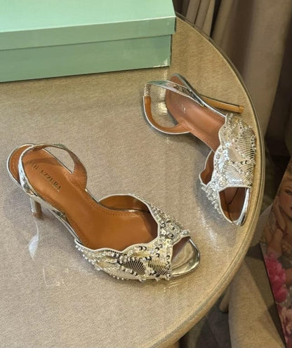 Aquazurra Zaura Sling Back Embellished Heels