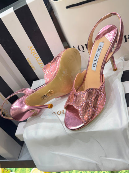 Aquazurra Zaura Sling Back Embellished Heels