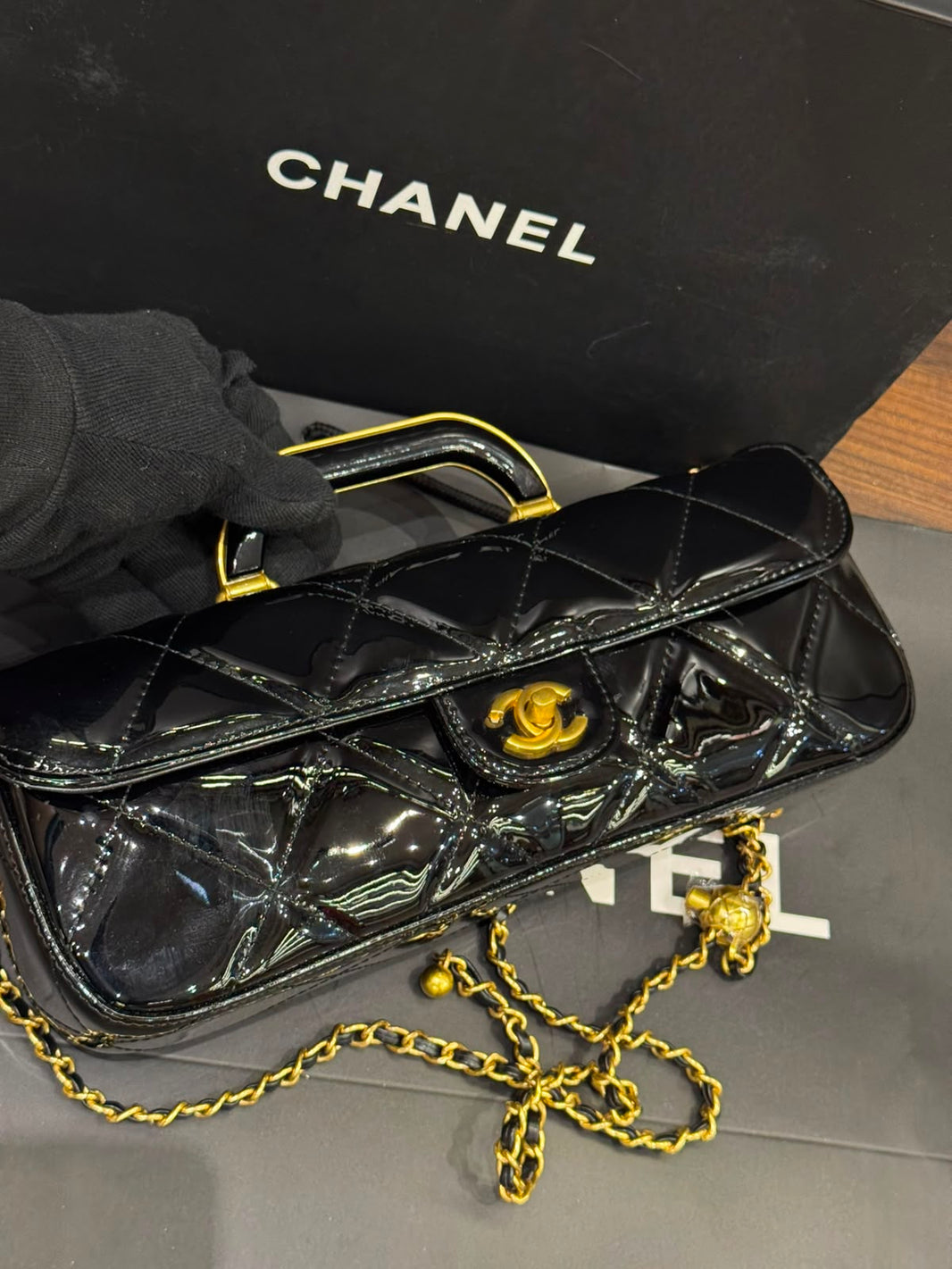 Chanel 2025 Large Patent Top Handle Bag