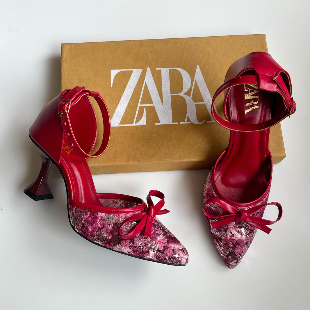 Zara Bow Floral Heels