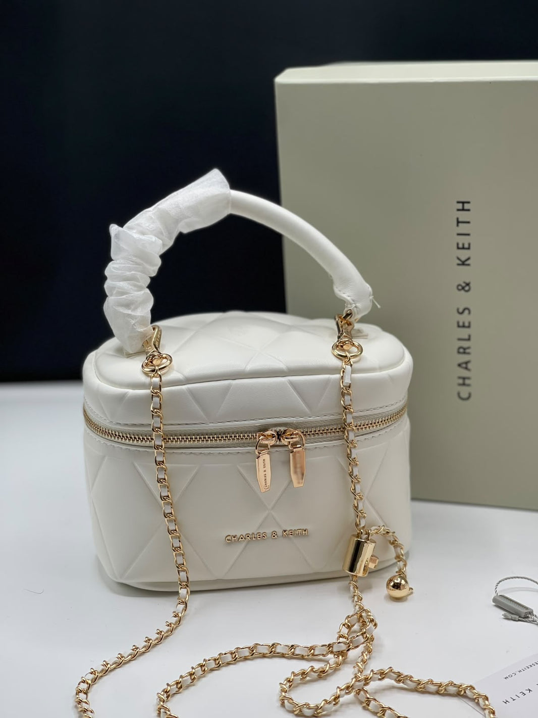 Charles  & keith Arwen Quilted Top Handle Vanity Bag