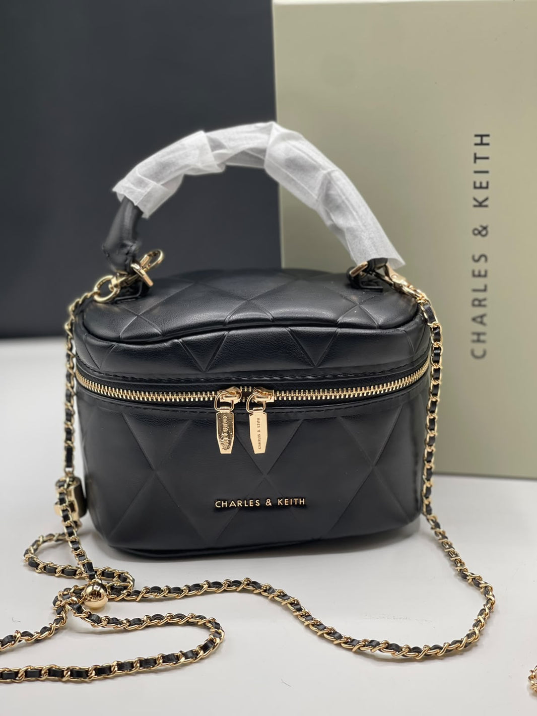 Charles  & keith Arwen Quilted Top Handle Vanity Bag