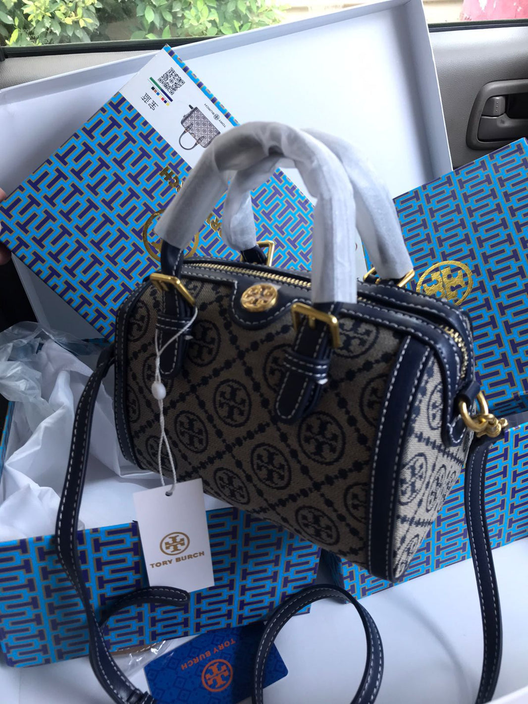 Tory Burch Small Canvas Signature Crossbody with Strap