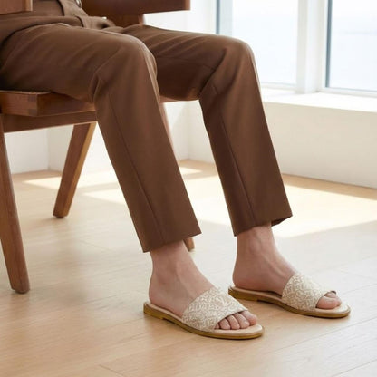 Lv Embroidered Flats