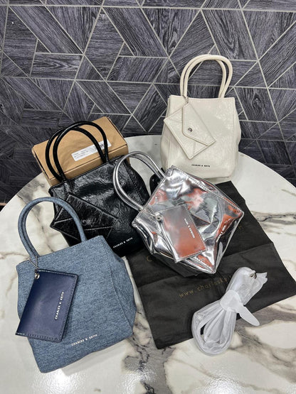 Charles & Keith Matina Crinkle-Effect Elongated Bag