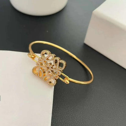 Loewe Pave Anagram Open Bracelet